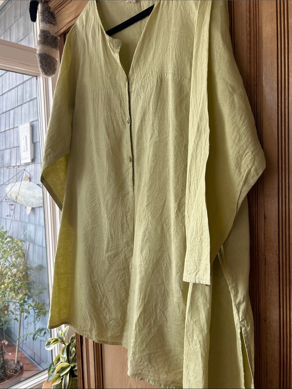 Eileen Fisher Pale Lime Button-Front Tunic 1X - Picture 3 of 12
